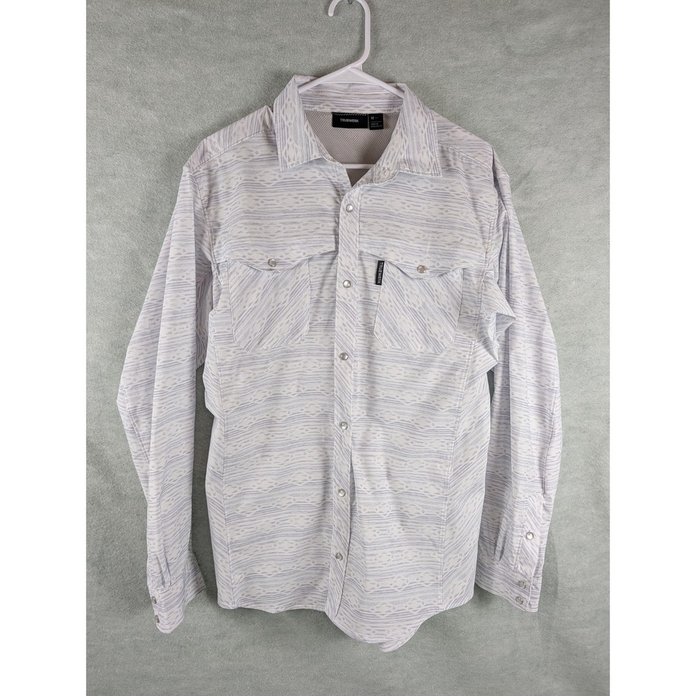 Truewerk Mens Shirt Western Cloud Long Sleeve Sz Mediu Pearl Snap Tarryall Print